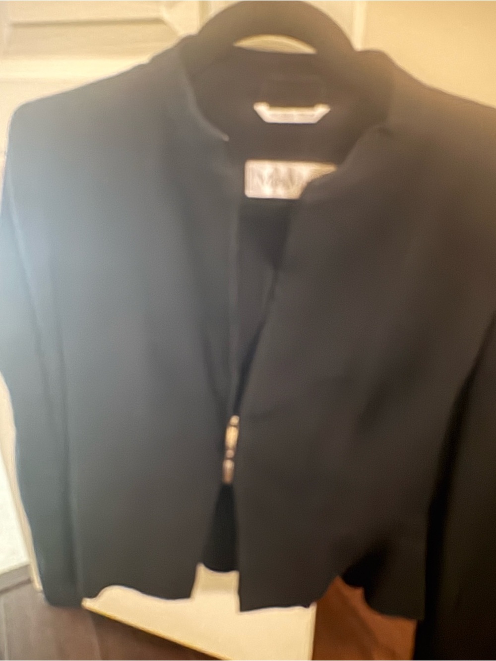 MaxMara Black Collarless Zip-Front Jacket